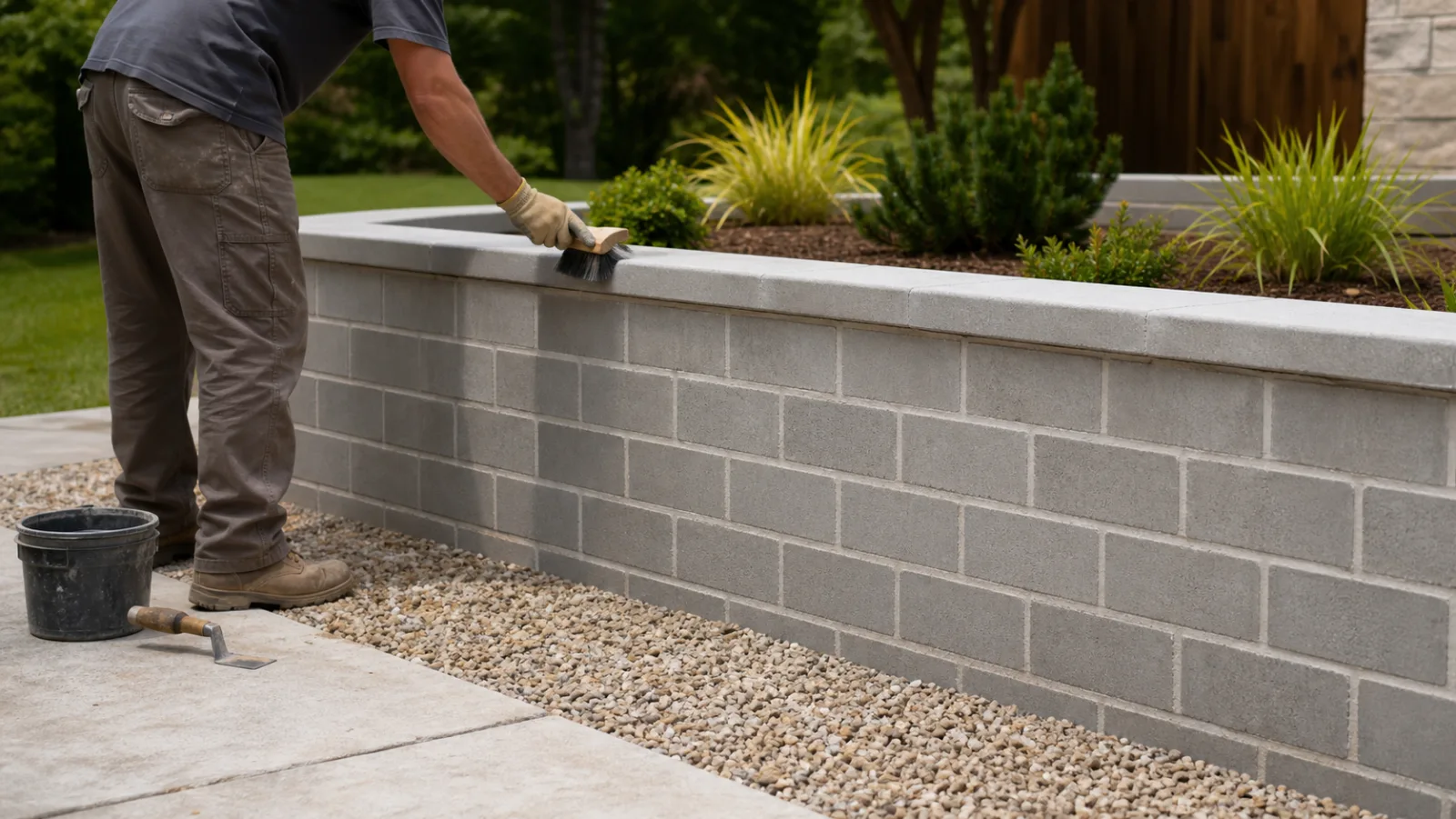 Block wall repair project photo