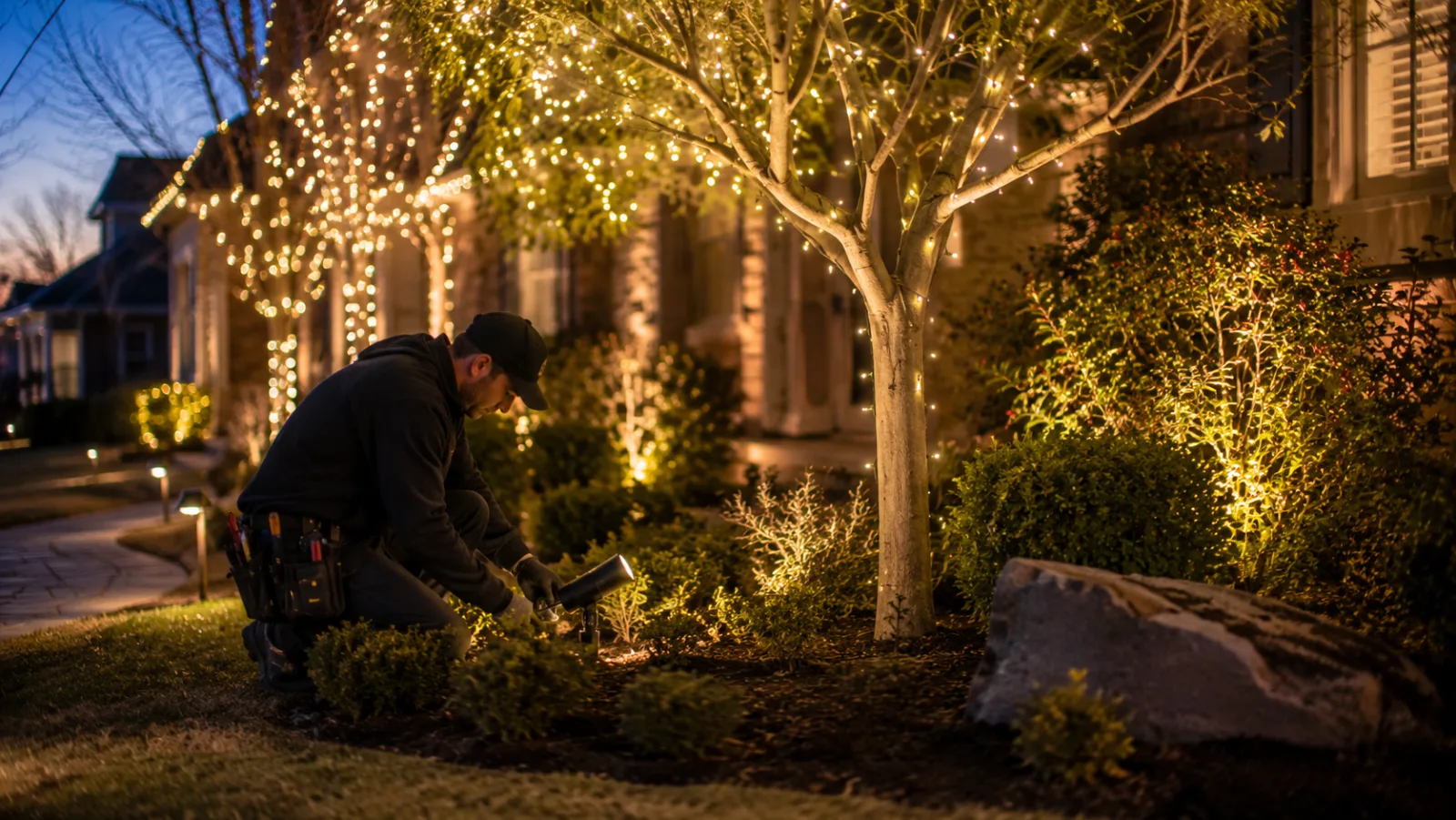 Landscape lighting display project photo